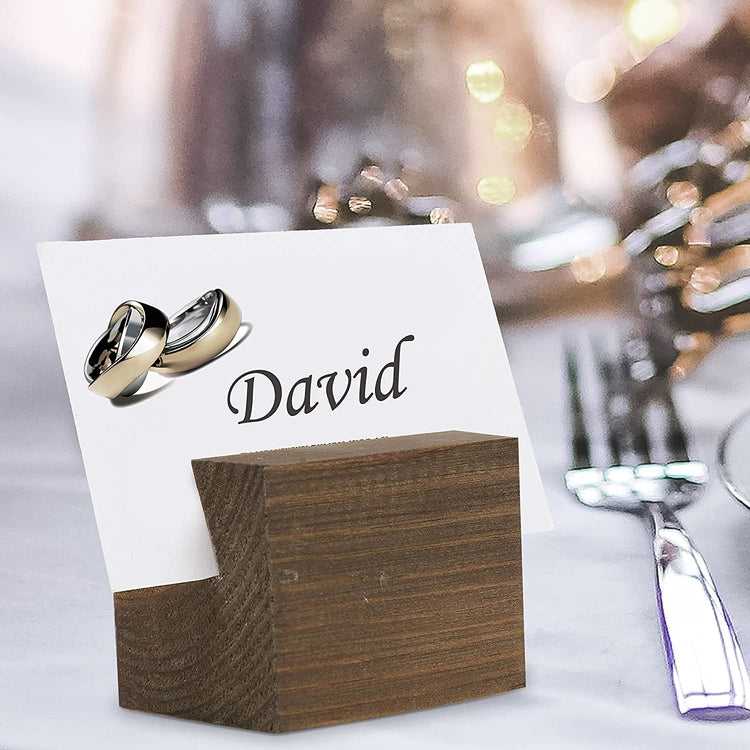 20-Piece Square Brown Wood Business Card and Table Number Holders-MyGift