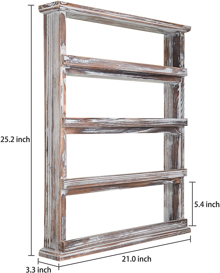 4-Tier Torched Wood Wall-Mounted Spice Rack-MyGift