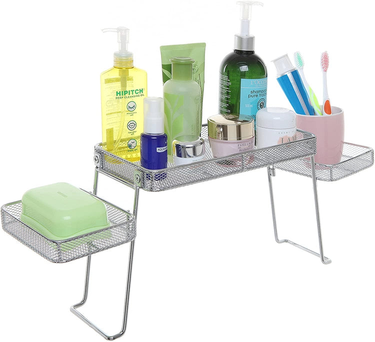 Modern Mesh Chrome Plated Metal Countertop Organizer with 3