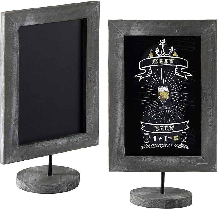 Set of 2, 11-Inch Vintage Gray Wood-Framed Tabletop Chalkboard Signs-MyGift