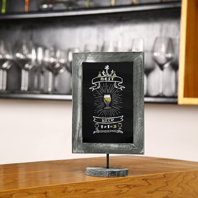 11-Inch Vintage Gray Wood-Framed Tabletop Chalkboard Signs, Set of 2