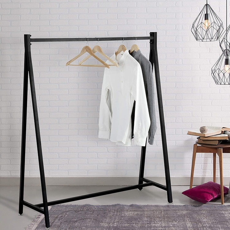 Modern Heavy Duty Black Metal Freestanding Hanging Garment Rack