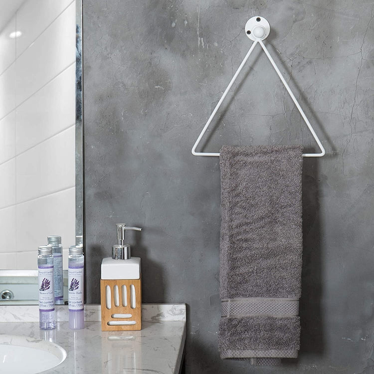 Wall-Mounted White Metal Triangle Bathroom & Kitchen Hand Towel Holder