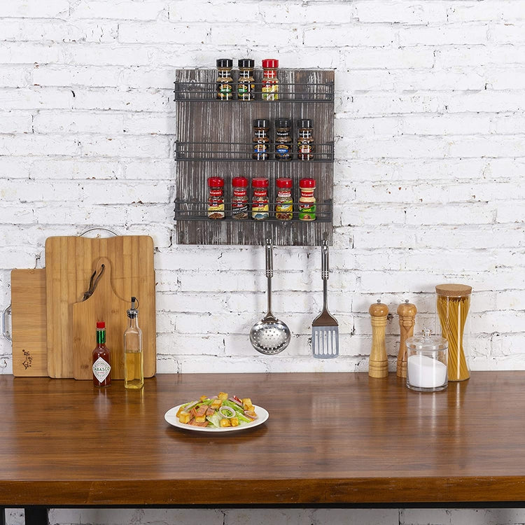 Wooden spice rack: wall mount/countertop spice organizer