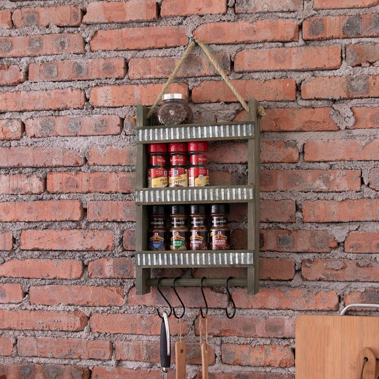 Farmhouse Style Hanging Spice Racks For Wall Mount - Easy To Install Set of  4 Space Saving Racks - The Ideal Seasoning Organizer For Your Kitchen