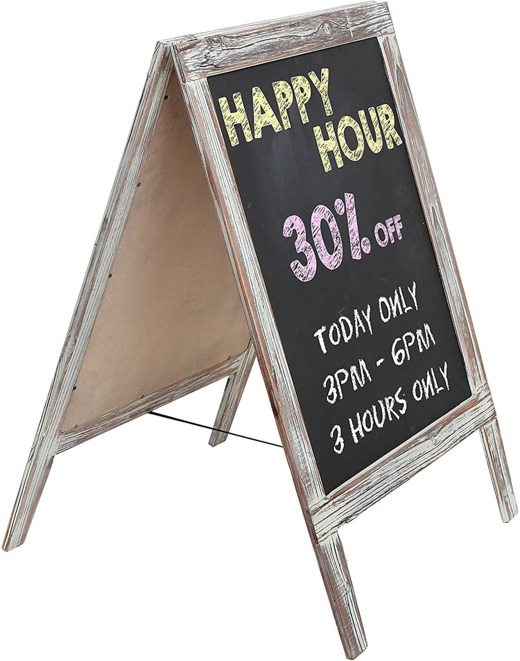 Freestanding Wood Framed Chalkboard Sign, Sidewalk A-Frame Chalk Sandwich Board-MyGift