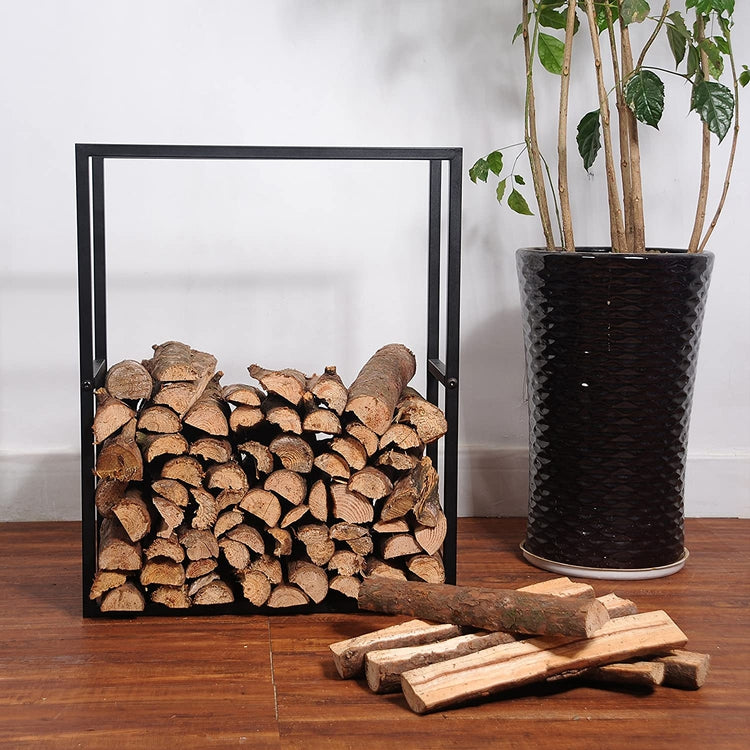 Indoor/Outdoor Tall Firewood Holder with Storage Rack