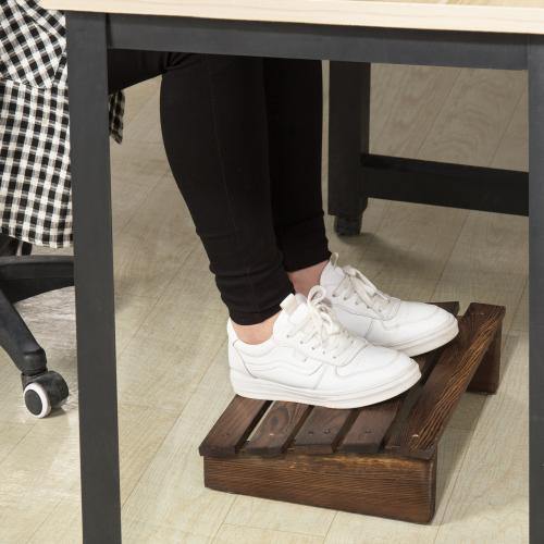 Burnt Wood Footrest, Ergonomic Posture Support Foot Stool for Under Office  Desk, Wood Slats Semicircle Design