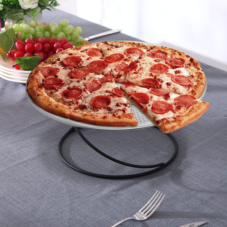 Black Metal Spiral Wire Tabletop Pizza Tray Serving Stands, Set of 4