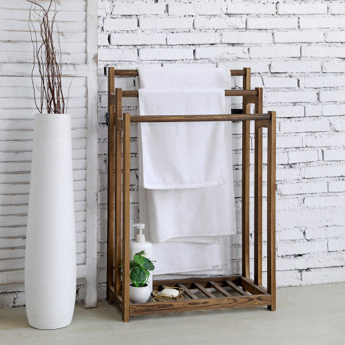 Rustic Dark Brown Wood Bathroom Towel Rack – MyGift