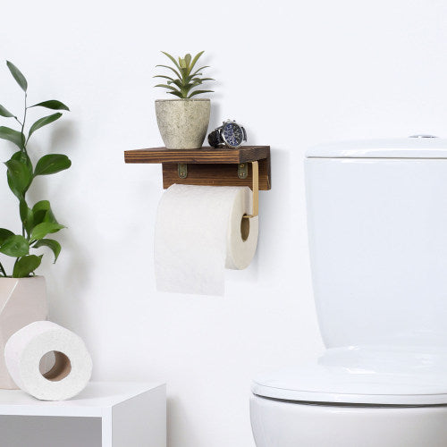 Dark brown shop toilet roll holder
