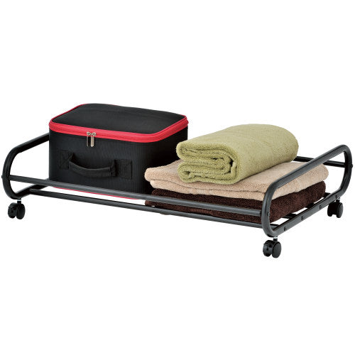 Black Metal Rolling Under-Bed Storage Cart-MyGift