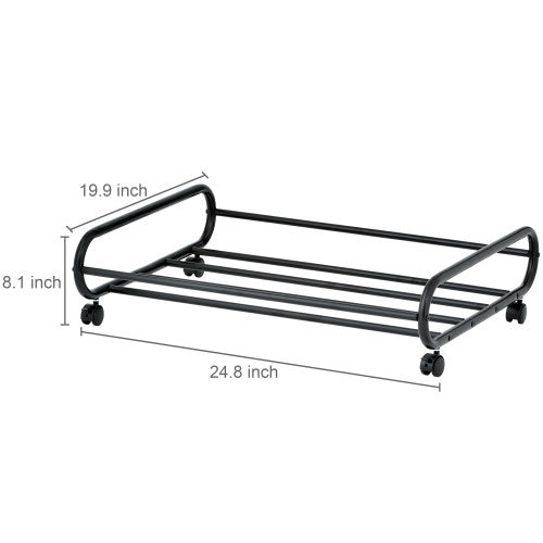 Black Metal Rolling Under-Bed Storage Cart-MyGift