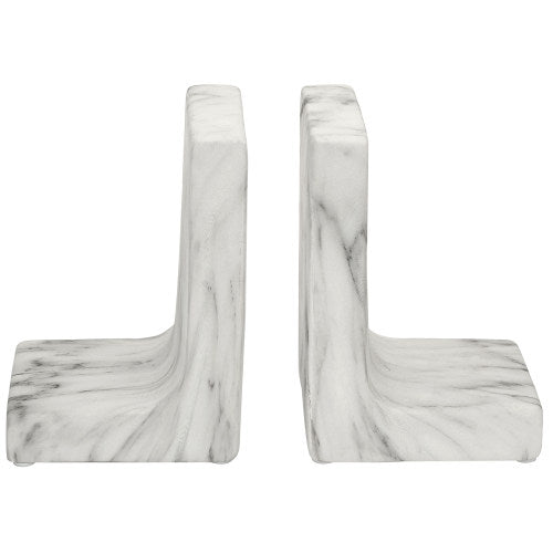 Elegant White Marble Style Ceramic Bookends-MyGift