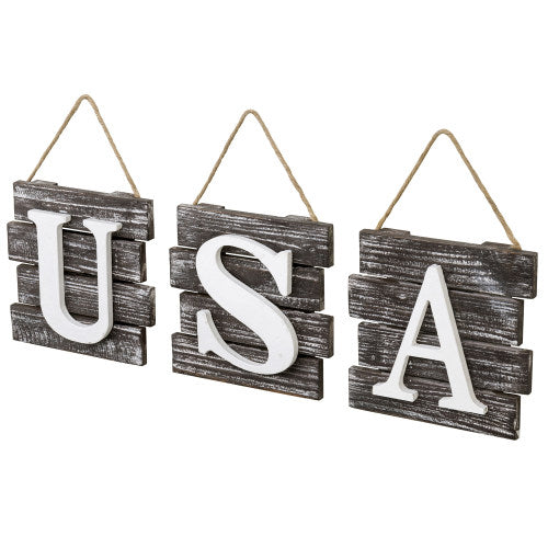 Rustic Torched Wood "USA" Wall Decor-MyGift