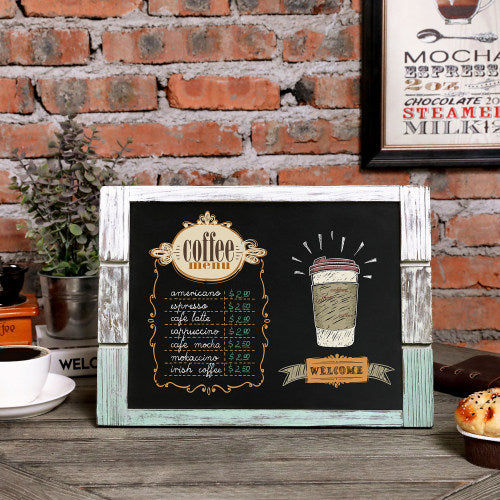 Rustic Multicolored Wood Chalkboard Menu Display Stand-MyGift