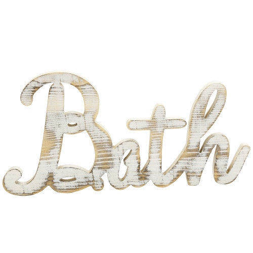 Shabby Chic White Washed Wood BATH Sign-MyGift