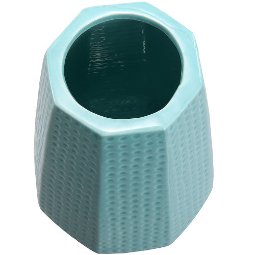 Sky Blue Ceramic Flower Vase w/ Dimpled Design, Set of 2-MyGift