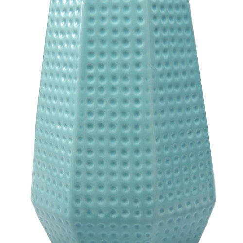 Sky Blue Ceramic Flower Vase w/ Dimpled Design, Set of 2-MyGift