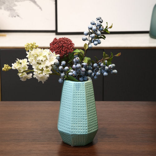 Sky Blue Ceramic Flower Vase w/ Dimpled Design, Set of 2-MyGift