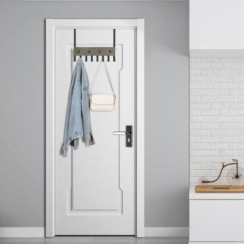 Black Metal and Gray Barn Wood Over-The-Door Rack