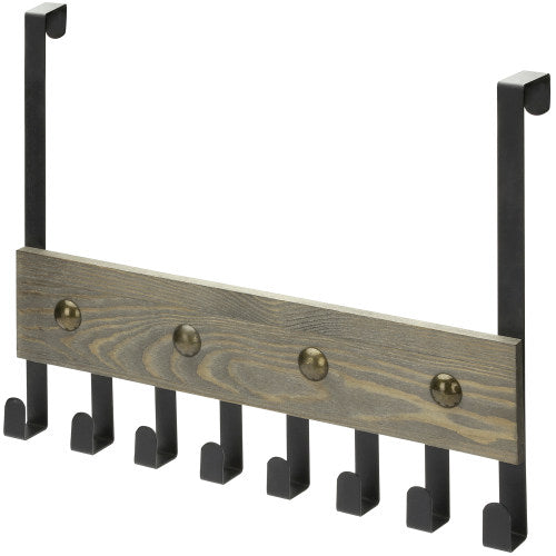 Black Metal and Gray Barn Wood Over-The-Door Rack-MyGift
