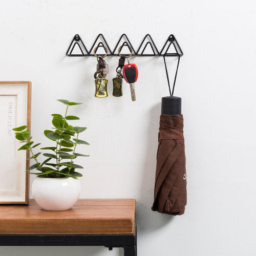 Modern Black Metal Wire Triangle Design Key Rack-MyGift