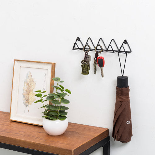 Modern Black Metal Wire Triangle Design Key Rack-MyGift