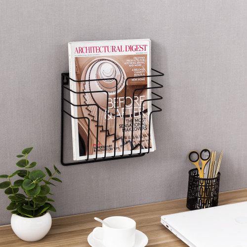 Black Metal Wire Magazine and File Rack