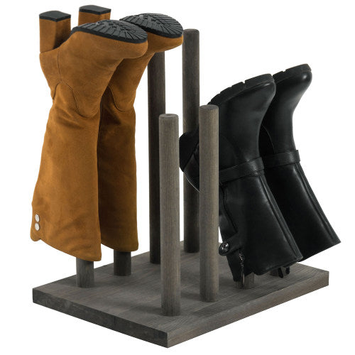 Vintage Gray Solid Wood Boot Holder Stand