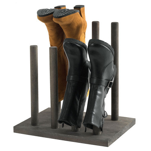Vintage Gray Solid Wood Boots Holder Stand-MyGift