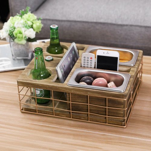 All-in-One Entertainment Snack Tray w/ Burnt Wood & Copper Wire & Acce –  MyGift