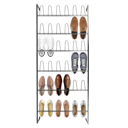 Wall Mounted Black Metal 36 Hook Shoe Rack-MyGift