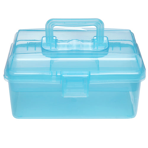 Multiuse Plastic Storage Box with Removable Divider and Wood