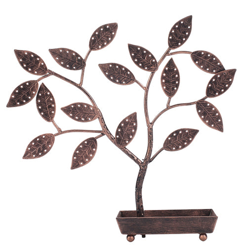 Jewelry Hanger Holder Tree with Ring Dish Tray, Bronze-MyGift