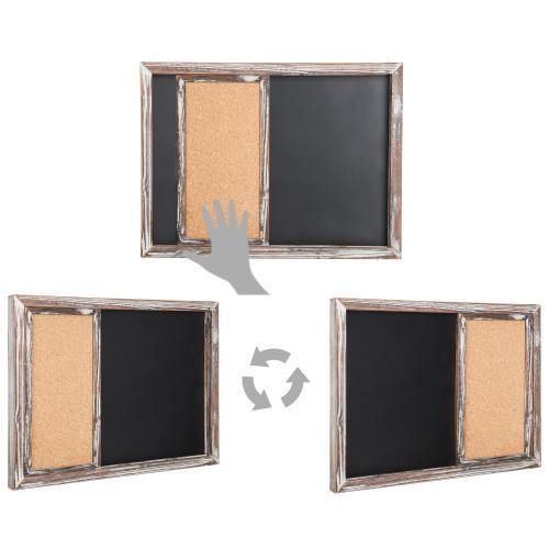 Torched Wood Wall-Mounted Magnetic Chalkboard & Sliding Cork Board - MyGift