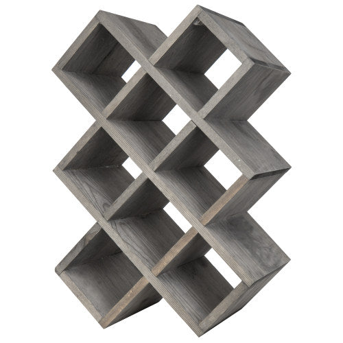 Gray Wood 8-Bottle Wine Rack-MyGift