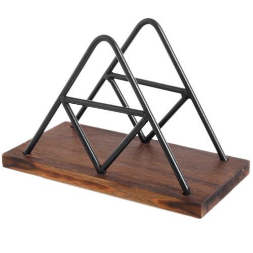 Triangle Design Metal Wire & Brown Wood Napkin Holder - MyGift