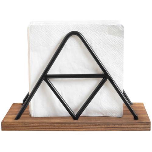 Triangle Design Metal Wire & Brown Wood Napkin Holder - MyGift