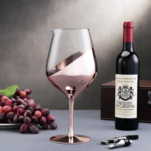 Copper Tone Stemmed Wine Glass Shaped Decanter
