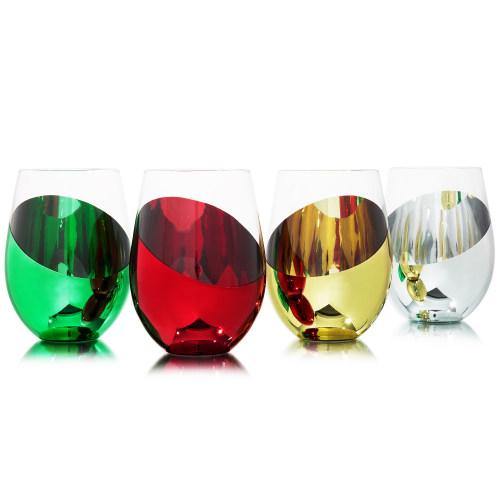 Multicolored Stemless Wine Glasses, Set of 4 - MyGift