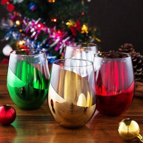 Christmas Tree Wine Glasses Set of 4