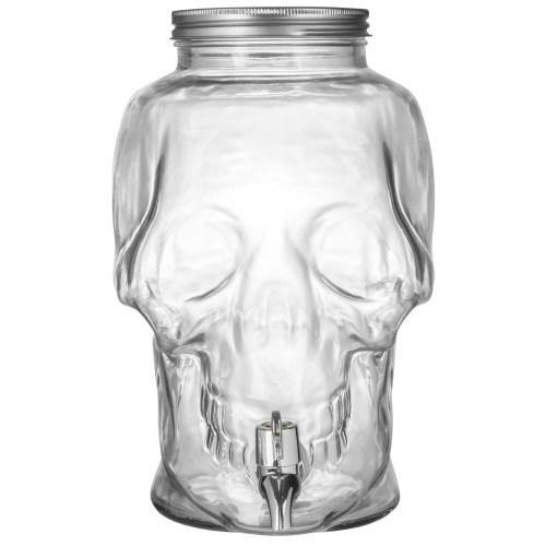 1-Gallon Glass Skull Drink Dispenser, Clear - MyGift