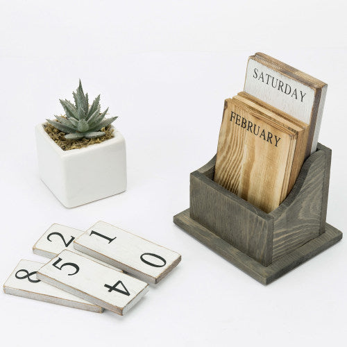 Vintage Style Solid Wood Perpetual Calendar-MyGift