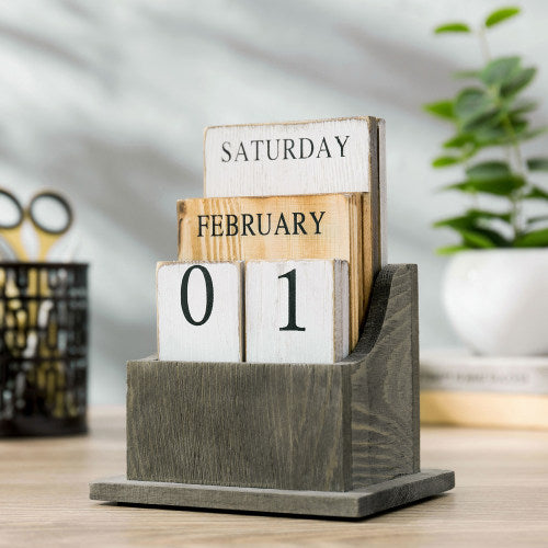 Vintage Style Solid Wood Perpetual Calendar – MyGift