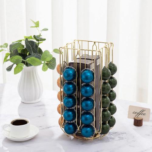 Stainless Steel Brass Rotating Coffee Pod Organizer - MyGift