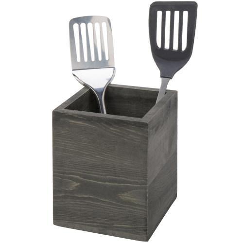 Gray Wood Kitchen Utensil Holder - MyGift