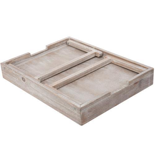 Vintage Graywashed Wood Tray w/Foldable Legs - MyGift