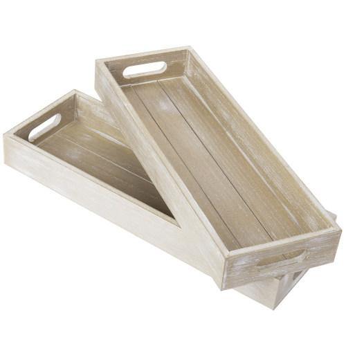 Wood Serving Trays with Handles, 16-Inch, Set of 2 - MyGift