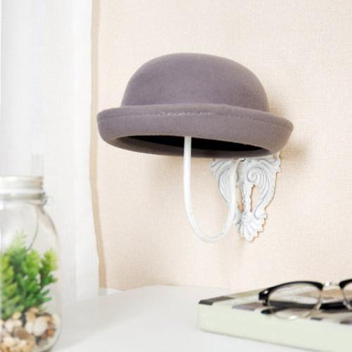 Wall-Mounted Vintage White Metal Hat & Wig Holders, Set of 2